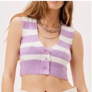 For Love and Lemons, Maud Women's Striped Cropped Vest, NWT, size M